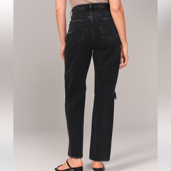 Abercrombie High Rise Dad Jeans size 26 short black distressed - Picture 4 of 15